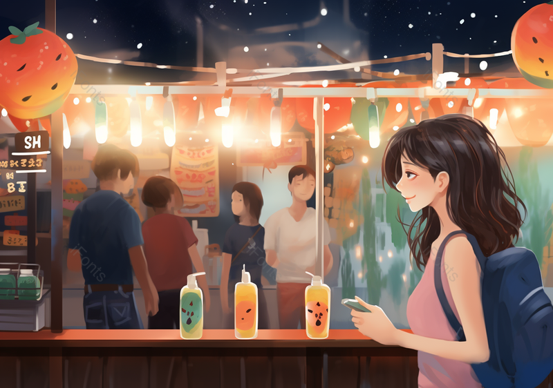夜市美食庙会街边摊素材海报插画背景,插画/手绘图,插画/手绘图库,插画/手绘图下载,插画/手绘